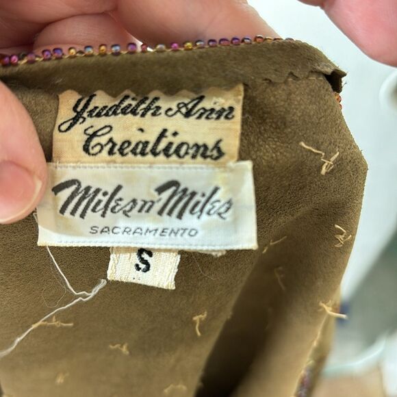 Handmade 100% genuine leather beaded scalloped hippie boho ren faire shirt - Picture 5 of 6